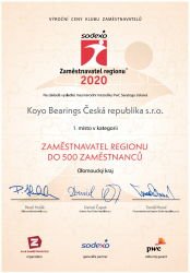 Koyo Bearings pošesté Zaměstnavatelem regionu v kategorii pod 500 zaměstnanců